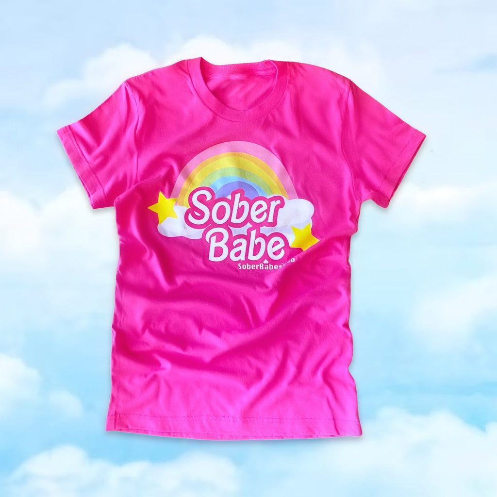 SOBER BABES CLUB  FITTED PINK TEE