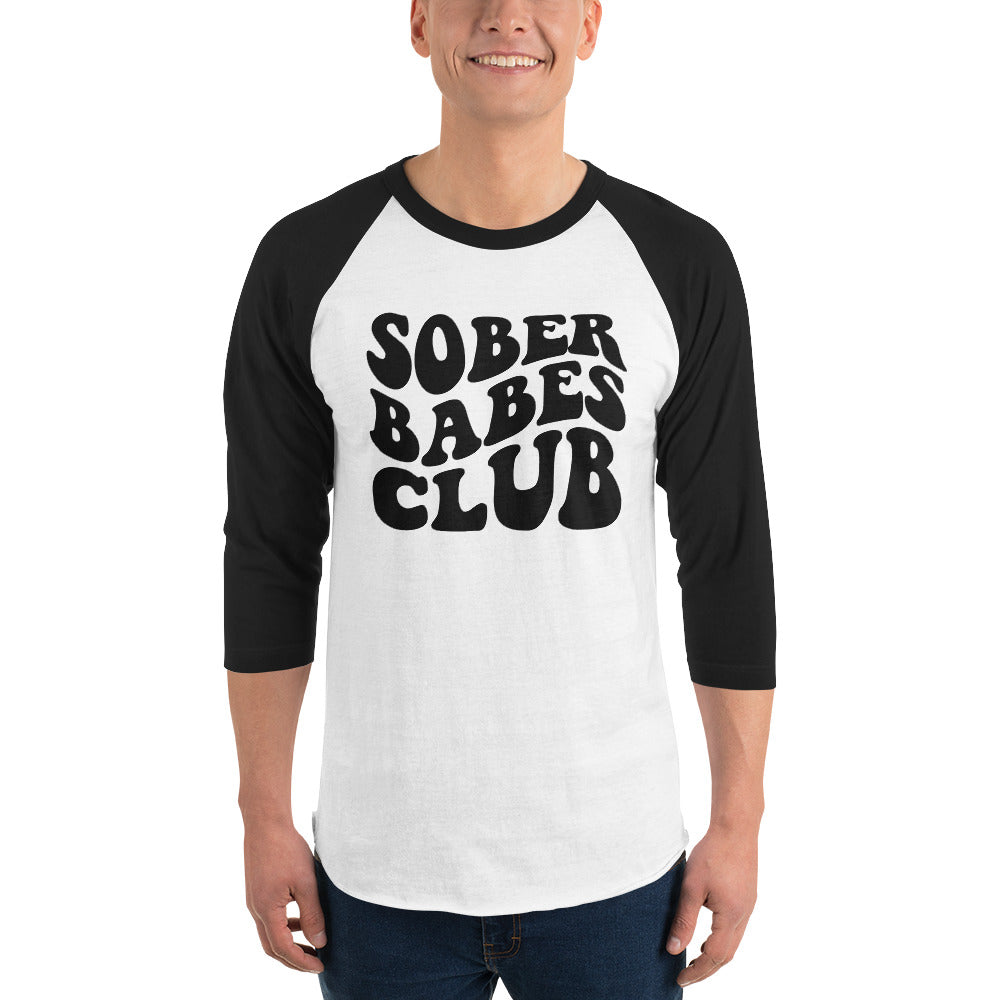Team Sober Babes Club 3/4 sleeve unisex raglan shirt